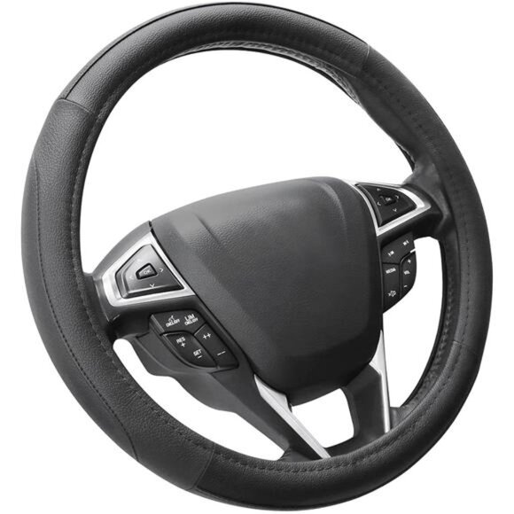 Direct Car Steering Wheel Cover Universal Standard Size 14.5-15 inch, Black - Picture 1 of 7